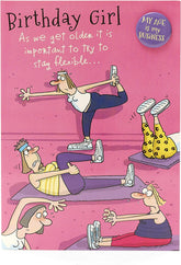 Giggles Yoga Birthday Humour Card for Her