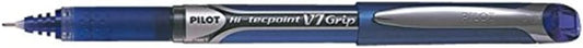 Blue Pilot V7 Liquid Ink Rollerball pen with 0.7 mm tip shown, highlighting the sleek design and ink color.