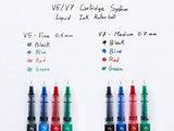 Pilot V7 Liquid Ink Rollerball pen with 0.7mm tip in green ink, displaying the pen's sleek design and vibrant ink color.