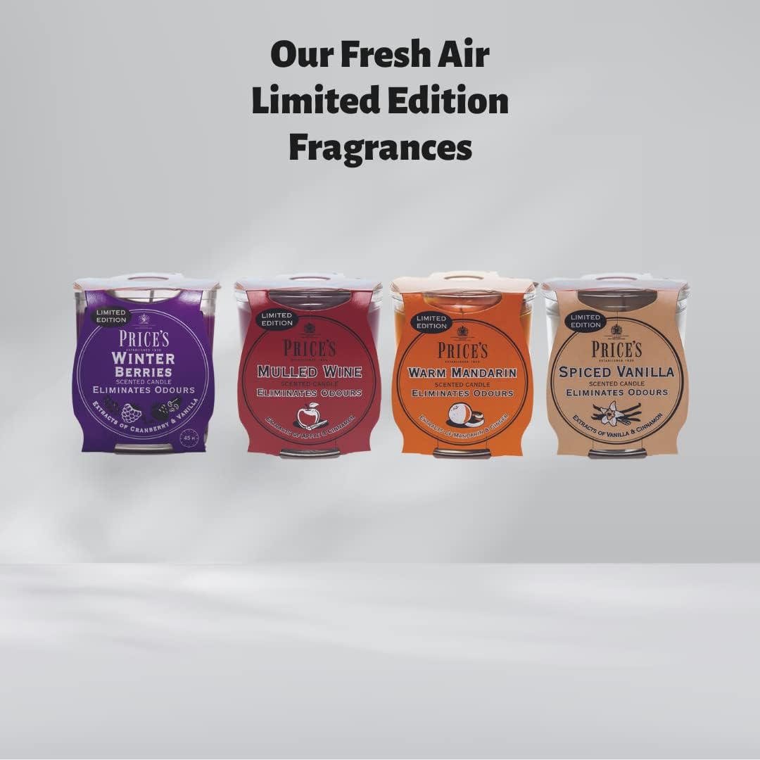 Set of 10 Price's Candle Anti Tobacco tealights with white wax and small metal holders, used for air purification and ambiance.