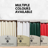 Unwrapped tapered dinner candles in a 50-pack, evergreen color from Price's Candle for elegant table settings.