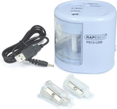 Rapesco 1447 PS12-USB Automatic/Electric Pencil Sharpener with USB or Battery (not Included) Charging, Power Blue