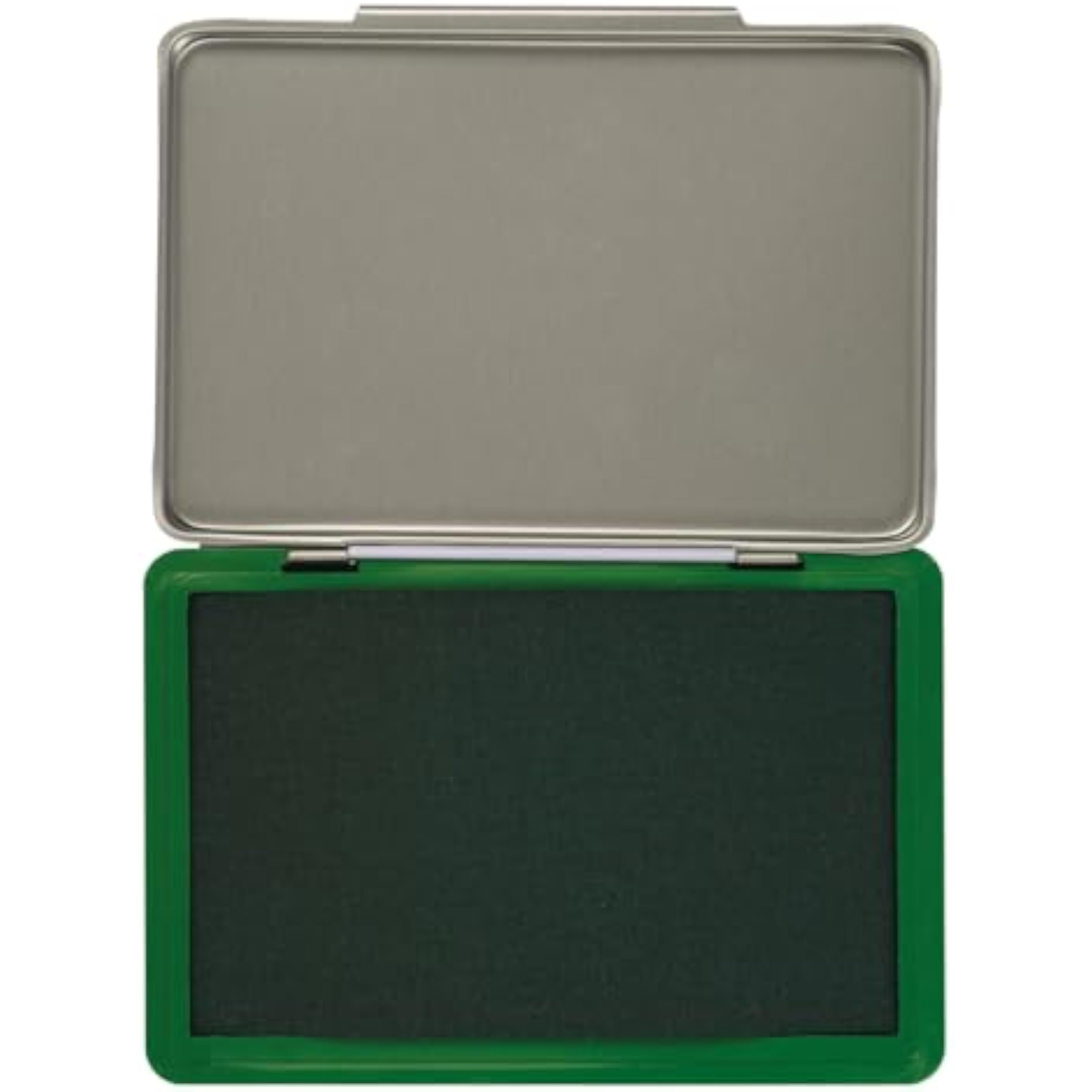 Green Q-Connect large stamp pad for stationery, showing a rectangular ink pad with a vibrant green surface.
