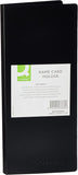Black Q-Connect polypropylene name business card holder holding 160 cards, designed for organizing and displaying professional cards.