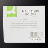 Q-Connect black polypropylene business card holder with space for 160 cards, showcasing a sleek, durable stationery storage solution.