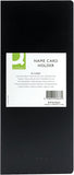 Q-Connect black polypropylene business card holder for 96 cards, compact stationery storage with clear label area