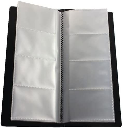 Black Q-Connect polypropylene business card holder with 96 card capacity, ideal for organizing and storing stationery cards.