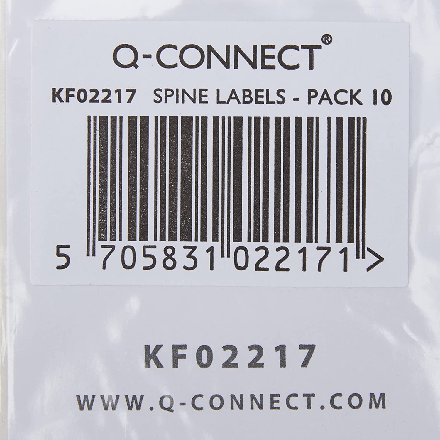 Q-Connect white spine labels for lever arch files, pack of 10, ideal for organizing and labeling filing systems.