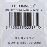 Q-Connect white spine labels for lever arch files, pack of 10, ideal for organizing and labeling filing systems.
