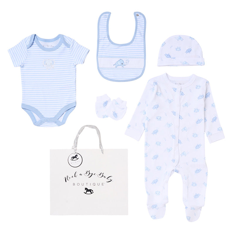 Send It By White & Blue Elephant 5 Piece Set