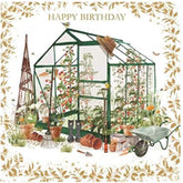 Gardening Greenhouse Gold Foil Finish Birthday Card