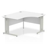 Dynamic Impulse 1400mm Right Crescent Desk White Top Silver Cable Managed Leg