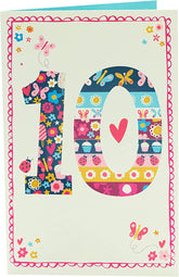 Ladybird and Butterfly 10th Birthday Card