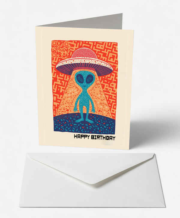 UFO Alien Birthday Card