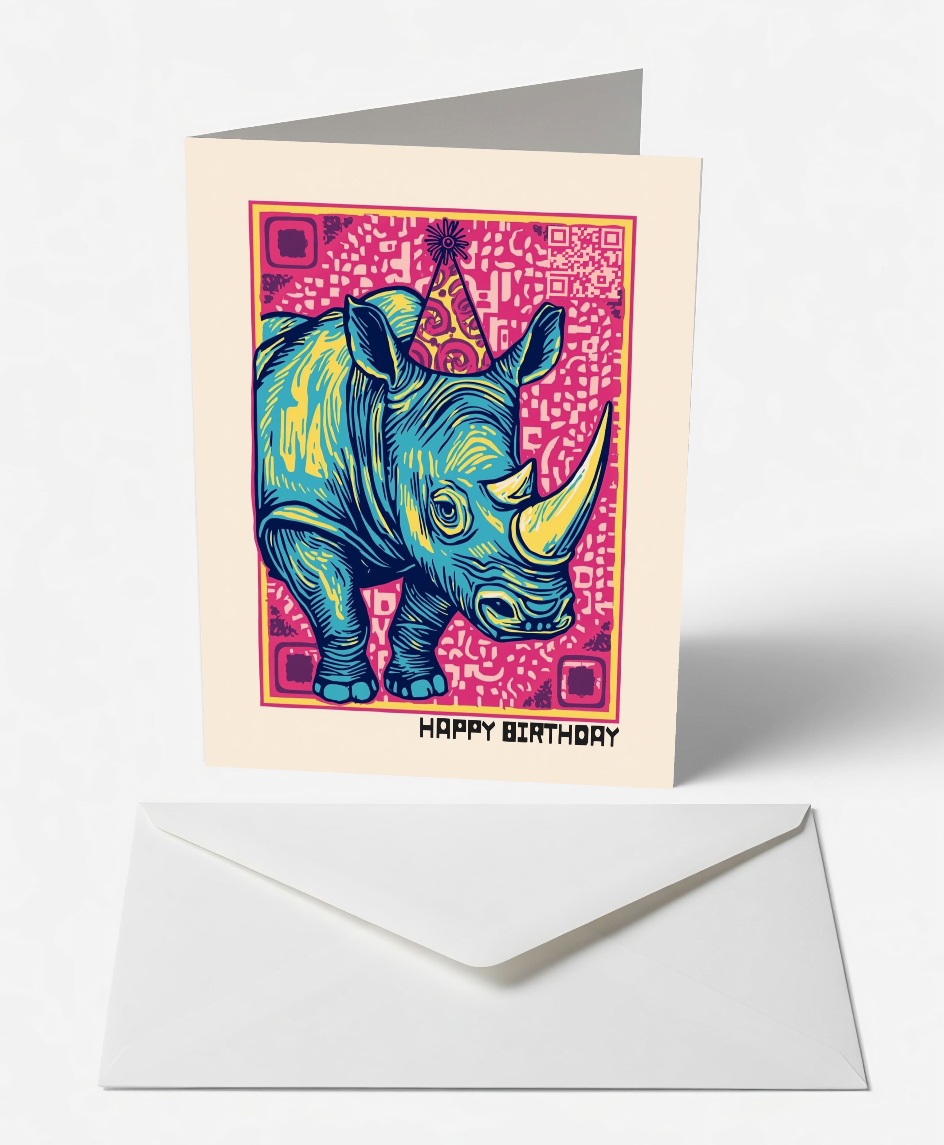 Party Rhino Birthday Card