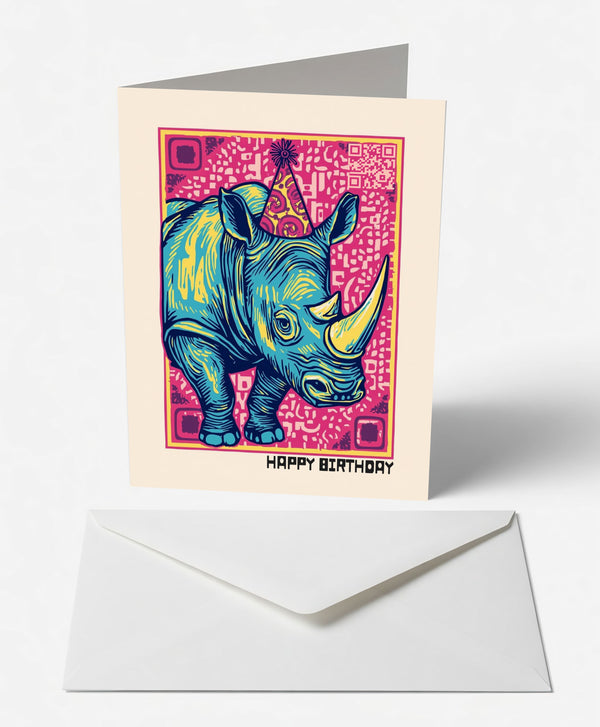 Party Rhino Birthday Card