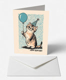 Playful Kitten & Balloon Birthday Card