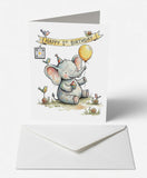 Scanimate | Birthday Card | Magical Singing Elephant st Design | Interactive QR Song | With Envelope | Happy Birthday Greeting Card | Her/Him