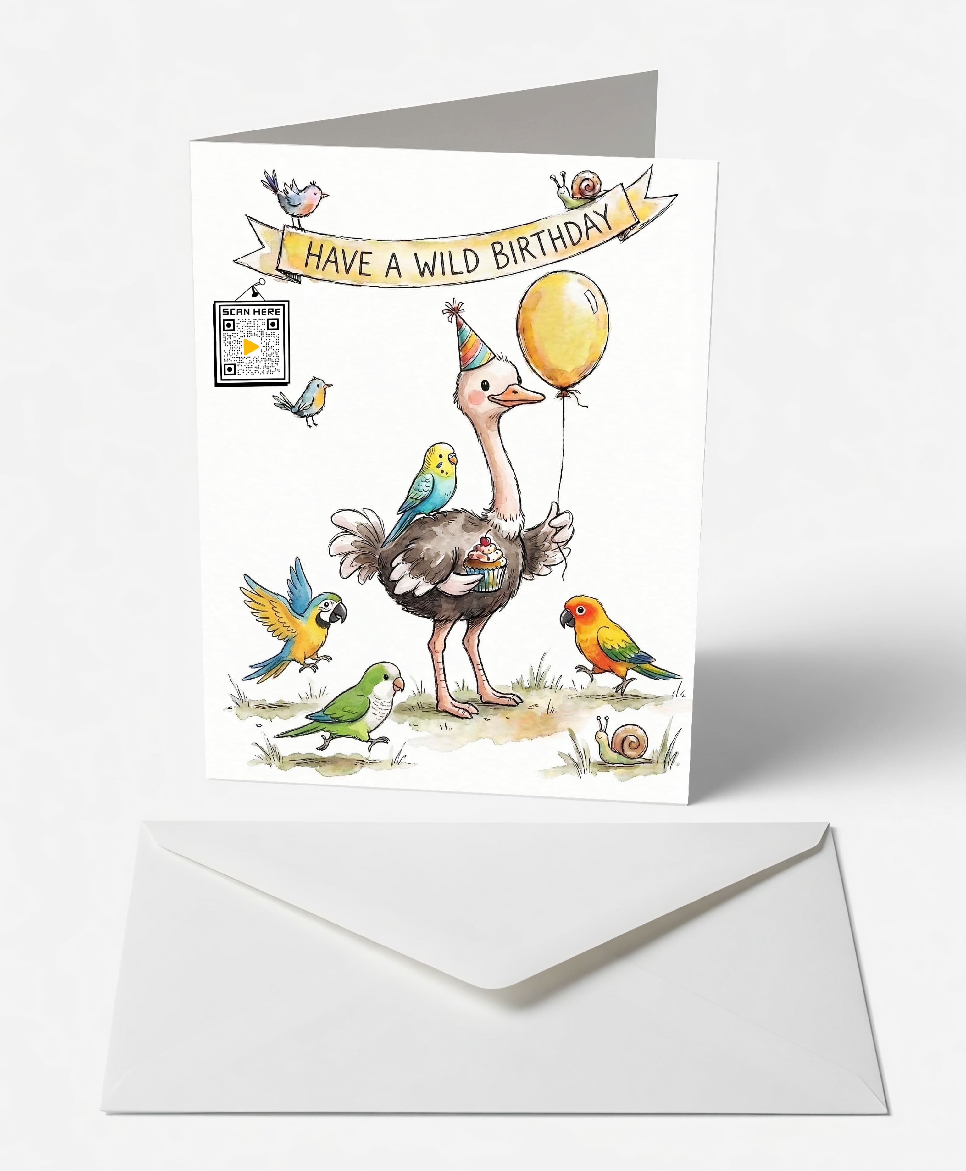 Wild Ostrich & Friends Birthday Card
