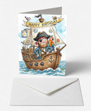 Jolly Pirate Ship Birthday Card