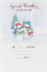 Illustrated snowmen with holly and basket-Brother & Sister In Law (75)