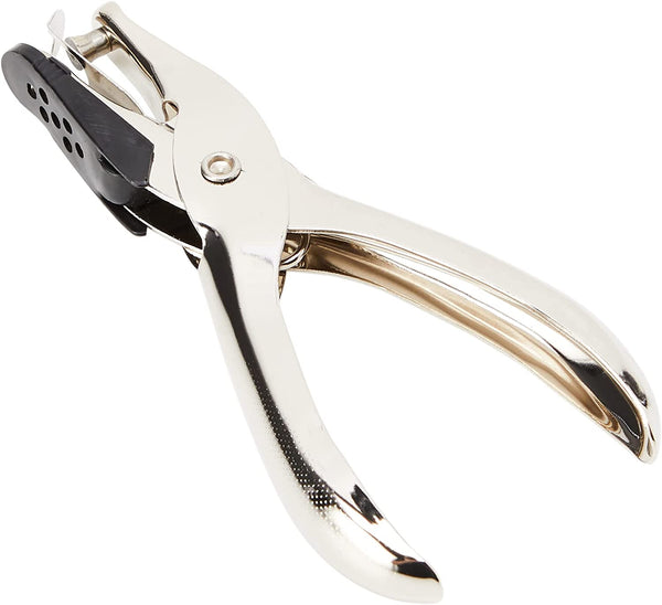Rapesco single hole punch with durable all-metal plier design, ideal for stationery and office paper punching tasks