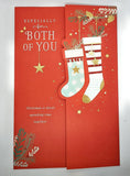 Christmas card to Both of You, Christmas stocking, Central opening Christmas Card