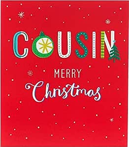 Bright Lettering Cousin Christmas Card