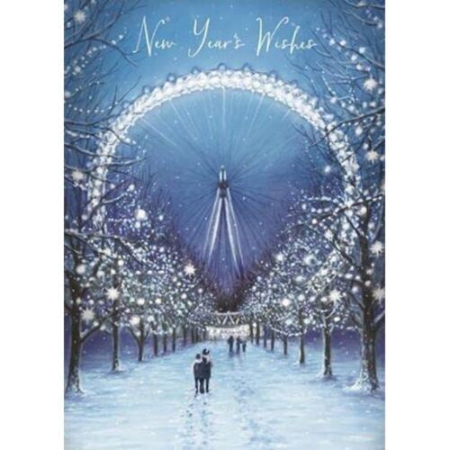 Happy New Year 2022' Greeting Card - Stunning Design with Ferris Wheel and Tree Lined Path