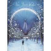 Happy New Year 2022' Greeting Card - Stunning Design with Ferris Wheel and Tree Lined Path