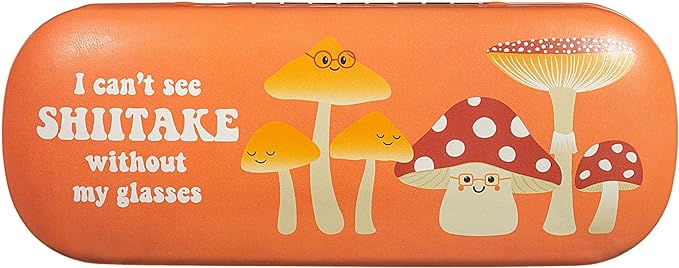 Sass & Belle mushroom-shaped glasses case with colorful design, soft interior for protecting eyewear, eyewear accessory.