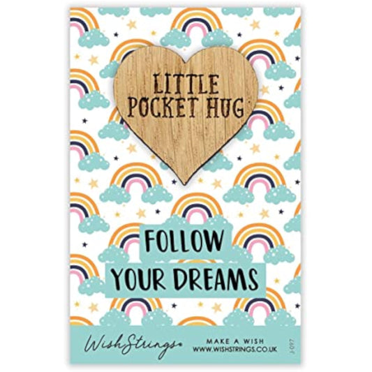 Second Nature "Follow Your Dreams" pocket hug wish token keepsake gift with engraved message and compact design.