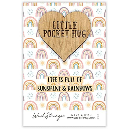 Small rainbow wish token keepsake gift from Second Nature, featuring colorful rainbow design and inspiring message.