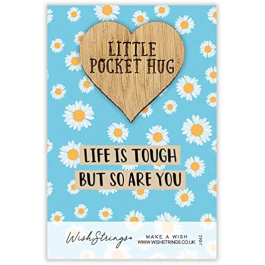 Second Nature "Life is Tough But So Are You" pocket hug wish token in a small keepsake gift with engraved message.