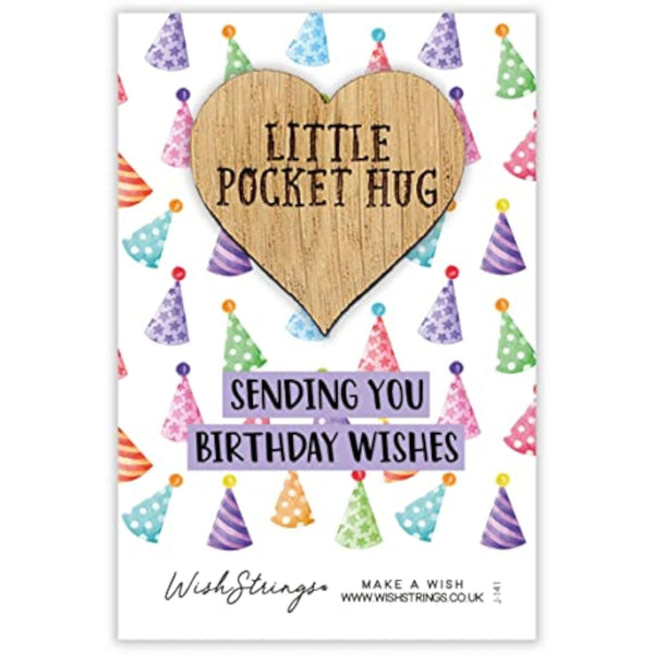 Second Nature Sending You Birthday Wishes pocket hug wish token keepsake gift, small heartfelt token with sentimental design.