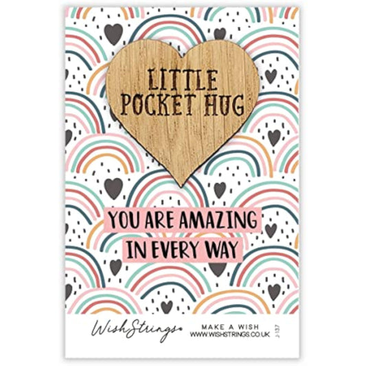 Second Nature "You Are Amazing in Every Way" pocket hug wish token keepsake gift with engraved message, small keepsake gift idea.