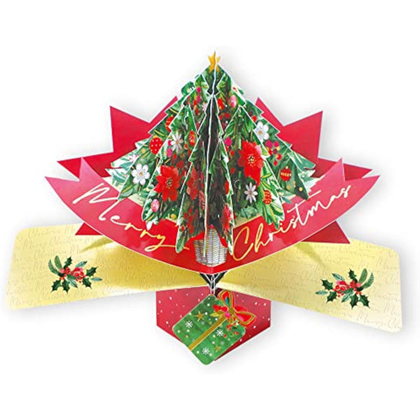 3D Pop Up Christmas Tree greeting card by Second Nature featuring a festive holiday design with a colorful, layered paper tree.