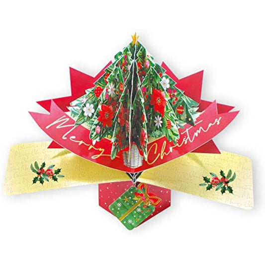 3D Pop Up Christmas Tree greeting card by Second Nature featuring a festive holiday design with a colorful, layered paper tree.