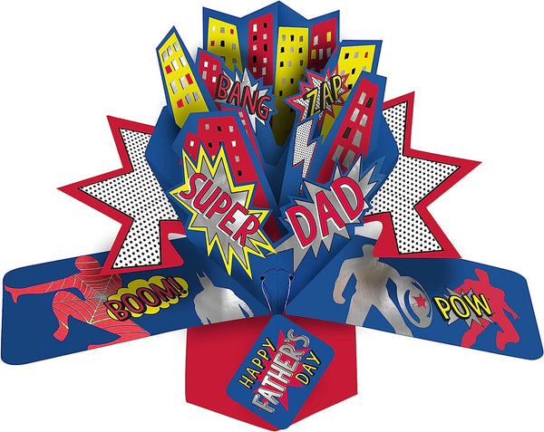 Super Dad 3D pop-up greeting card by Second Nature featuring a detailed, vibrant design for special occasions.