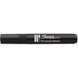 Sharpie W10 black permanent marker with chisel tip, shown next to a greeting card, highlighting versatile writing and highlighting features.