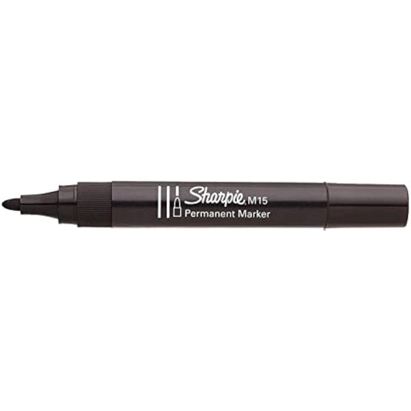 Sharpie M15 Black Permanent Marker Bullet Tip used on greeting card with handwritten message and bold black ink.