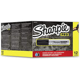 Sharpie Pro Magnum black chisel tip permanent marker used for bold writing on greeting cards, pack of 12.
