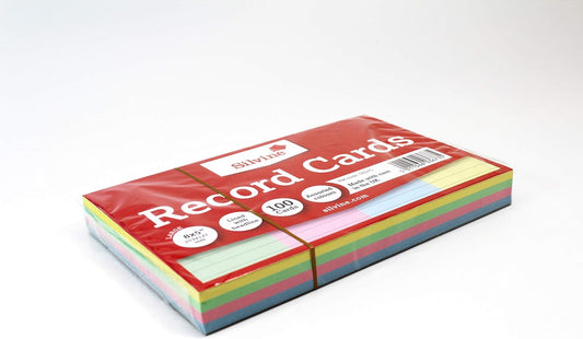 Bright multi-coloured Silvine greeting record cards, pack of 100, 8x5 inches, with vibrant designs for special occasions.