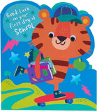 First Day At School Card For Him/Boy With Envelope - Cute Tiger Cartoon Design