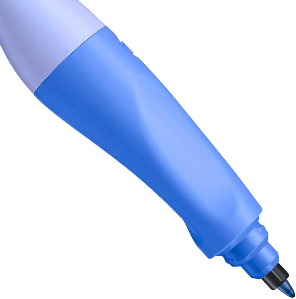 Stabilo EASYoriginal Pastel ergonomic rollerball pen for left-handed use in cloudy blue, with a comfortable grip and smooth writing tip.