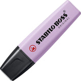 Stabilo BOSS ORIGINAL Pastel highlighter in lilac haze with a chisel tip and pastel-colored body, suitable for highlighting and decorating.