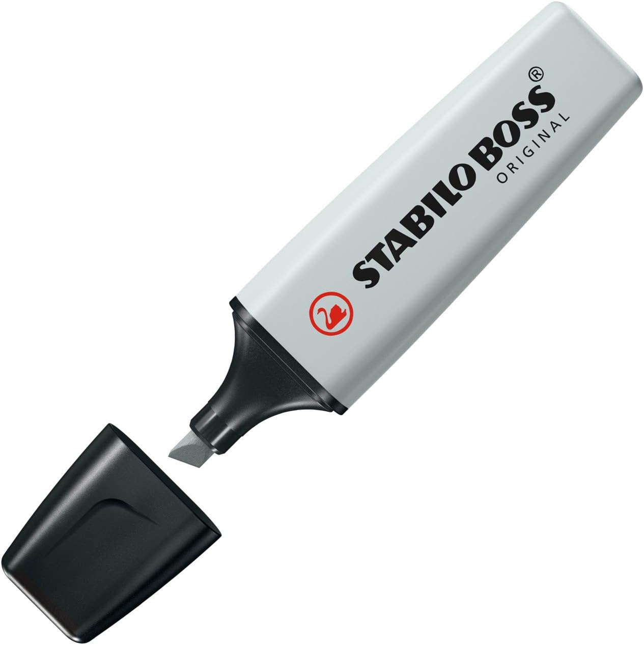 Stabilo Boss Original Pastel Highlighter in Dusty Grey with chisel tip and pastel ink on a white background.
