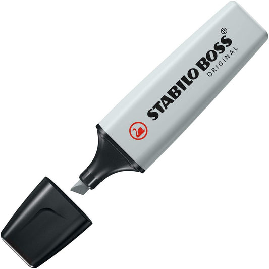Stabilo Boss Original Pastel Highlighter in Dusty Grey with chisel tip and pastel ink on a white background.