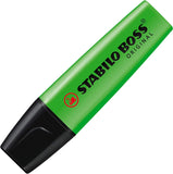 Greeting card featuring a Stabilo Boss Original Green Highlighter with bright green ink on a white background.