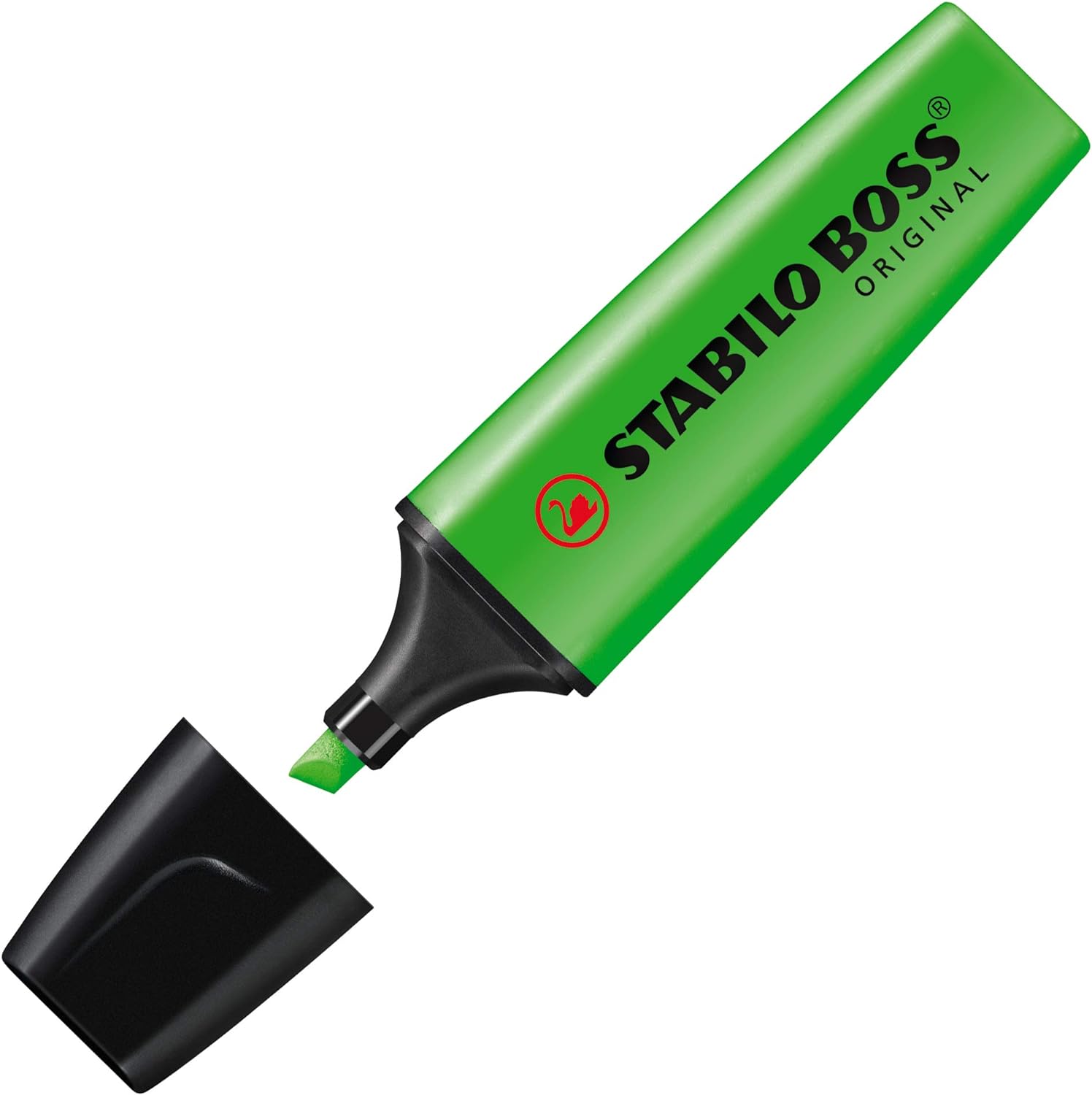 Greeting card featuring a Stabilo Boss Original Green Highlighter design, with colorful accents and decorative elements.